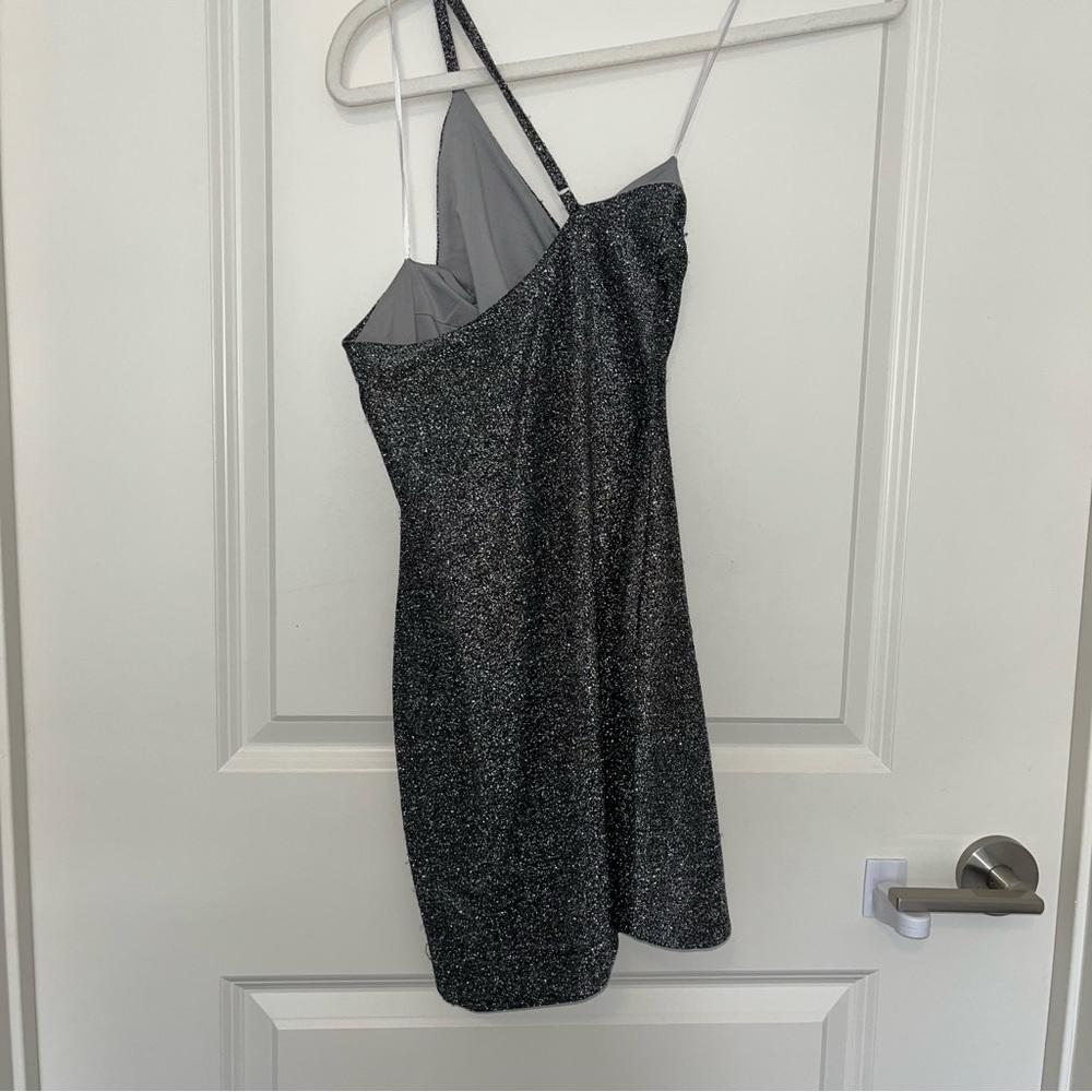 Princess Polly Vee Mini Dress Gray One Shoulder Bodycon Size 6 - Picture 5 of 5